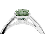 Silver Fancy Green Radiant  Solitaire Engagement Ring with Four-Prong Setting and Classic Band 5