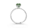 Silver Fancy Green Radiant  Solitaire Twist Band Ring with Four-Prong Setting_4