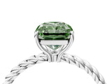 Silver Fancy Green Radiant  Solitaire Twist Band Ring with Four-Prong Setting_5