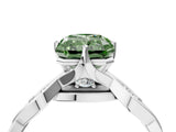Silver Fancy Green Radiant  Solitaire Twist Band with Leaf Prong Setting 5