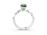 Silver Fancy Green Radiant  Solitaire Twisted Band with Prong Setting 3