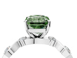 Silver Fancy Green Radiant  Solitaire Twisted Band with Prong Setting 4