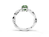 Silver Fancy Green Radiant  Solitaire Twisted Pave Diamond Ring with Four-Prong Setting_3