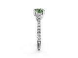 Silver Fancy Green Round  Brilliant Diamond Solitaire with Pavé Band and Four-Prong Setting 2