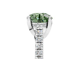 Silver Fancy Green Round  Brilliant Diamond Solitaire with Pavé Band and Four-Prong Setting 5