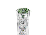 Silver Fancy Green Round  Brilliant Solitaire with Side Stones on a Pave Band and Four-Prong Setting_5