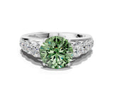 Silver Fancy Green Round Cut Brilliant Diamond Pavé Band with Six-Prong Setting_18
