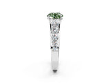 Silver Fancy Green Round Cut Brilliant Diamond Pavé Band with Six-Prong Setting_20