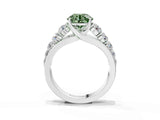 Silver Fancy Green Round Cut Brilliant Diamond Pavé Band with Six-Prong Setting_21