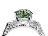 Silver Fancy Green Round Cut Brilliant Three-Stone Pave Band with Four-Prong Setting_10