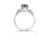 Silver Fancy Green Round Cut Brilliant Three-Stone Pave Band with Four-Prong Setting_9