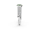 Silver Fancy Green Round Cut Cut Diamond Channel Set Pave Band with Tension Prong Setting_8