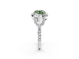 Silver Fancy Green Round Cut Cut Diamond Halo Engagement Ring with Open Split Pavé Band_8