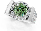 Silver Fancy Green Round Cut Cut Halo Split Shank Prong Set Ring_7