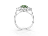 Silver Fancy Green Round Cut Diamond Floral Double Halo Engagement Ring with Prong Setting_39