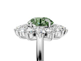Silver Fancy Green Round Cut Diamond Floral Double Halo Engagement Ring with Prong Setting_41