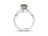 Silver Fancy Green Round Cut Diamond  Halo Twist Band Solitaire Prong Setting Ring_15