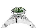 Silver Fancy Green Round Cut Diamond  Halo Twist Band Solitaire Prong Setting Ring_16