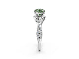 Silver Fancy Green Round Cut Diamond  Halo Twist Band Solitaire Prong Setting Ring_20