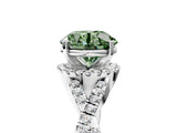 Silver Fancy Green Round Cut Diamond  Halo Twist Band Solitaire Prong Setting Ring_23