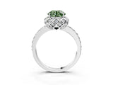 Silver Fancy Green Round Cut Diamond Scalloped Halo Engagement Ring with Round Shared Prong Band_3