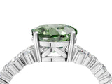 Silver Fancy Green Round Cut Diamond Scattered Round Accent Ring with Prong Setting_4