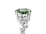 Silver Fancy Green Round Cut Diamond Scattered Round Accent Ring with Prong Setting_5
