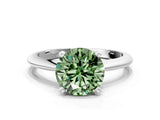 Silver Fancy Green Round Cut Diamond Solitaire Engagement Ring with Classic Band and Four-Prong Setting_12