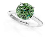 Silver Fancy Green Round Cut Diamond Solitaire Engagement Ring with Classic Band and Four-Prong Setting_13