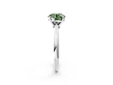 Silver Fancy Green Round Cut Diamond Solitaire Engagement Ring with Classic Band and Four-Prong Setting_14