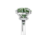Silver Fancy Green Round Cut Diamond Solitaire Ring with Classic Band and Four-Prong Setting_11