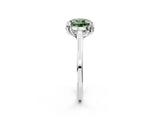 Silver Fancy Green Round Cut Diamond Solitaire Ring with Flower Prong Setting and Classic Band_14