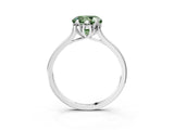 Silver Fancy Green Round Cut Diamond Solitaire Ring with Flower Prong Setting and Classic Band_15