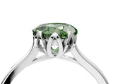 Silver Fancy Green Round Cut Diamond Solitaire Ring with Flower Prong Setting and Classic Band_16
