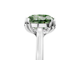 Silver Fancy Green Round Cut Diamond Solitaire Ring with Flower Prong Setting and Classic Band_17