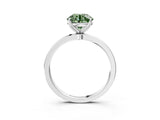 Silver Fancy Green Round Cut Diamond Solitaire Ring with Thin Band and Prong Setting_3