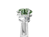 Silver Fancy Green Round Cut Diamond Three-Stone Ring with Prong Setting and Pavé Band_11