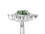 Silver Fancy Green Round Cut Halo Diamond Cluster Ring with Marquise and Round Stones on a White Gold Band with Prong Setting_11
