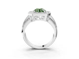 Silver Fancy Green Round Cut Halo Diamond Engagement Ring with Pave Split Shank and Four-Prong Setting_39