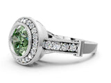 Silver Fancy Green Round Cut Halo Diamond Split Shank Pave Ring_6