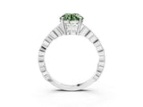 Silver Fancy Green Round Cut Solitaire Diamond Ring with Infinity Twist Band and Four-Prong Setting_39