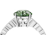 Silver Fancy Green Round Cut Solitaire Diamond Ring with Infinity Twist Band and Four-Prong Setting_40