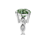 Silver Fancy Green Round Cut Solitaire Diamond Ring with Infinity Twist Band and Four-Prong Setting_41