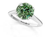Silver Fancy Green Round Cut Solitaire Diamond Ring with Six-Prong Setting and Classic Band_20