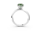 Silver Fancy Green Round  Cut Solitaire Engagement Ring with Flat Band and Four-Prong Setting 4