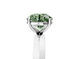 Silver Fancy Green Round  Cut Solitaire Engagement Ring with Flat Band and Four-Prong Setting