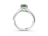 Silver Fancy Green Round  Cut Solitaire Engagement Ring with Tapered Band and Four-Prong Setting 4