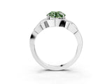 Silver Fancy Green Round Cut Solitaire Intertwined Band Prong Setting Ring_9