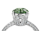 Silver Fancy Green Round Cut Solitaire Split Shank Pave Diamond Engagement Ring with Four-Prong Setting_88