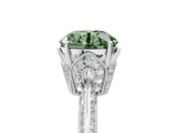 Silver Fancy Green Round Cut Solitaire Split Shank Pave Diamond Engagement Ring with Four-Prong Setting_89